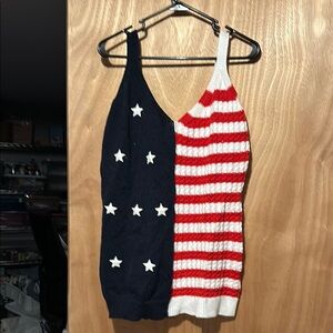Patriotic Knit Tank Top with Stars and Stripes